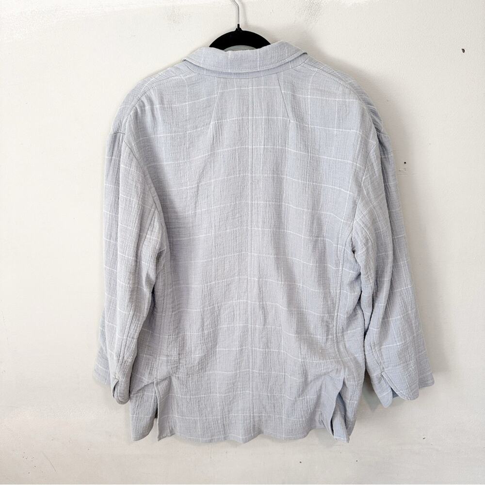 Madewell Cotton-Linen Relaxed Larsen Blazer Windowpane Blue Large - Picture 3 of 10